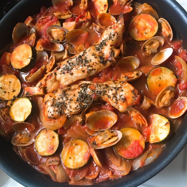 トマト缶で煮込むだけ 簡単アクアパッツァ レシピ 作り方 By ゆるっとダイエッター 楽天レシピ